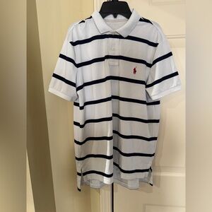 Ralph Lauren White and‎ Black Striped Polo Shirt size medium